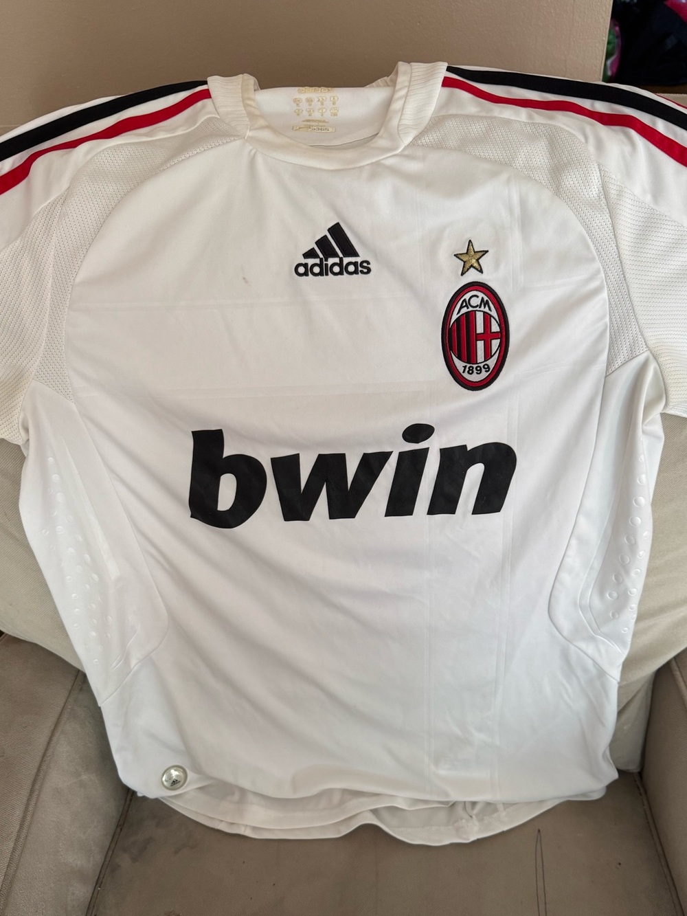 adidas White AC Milan Soccer Jersey throw back